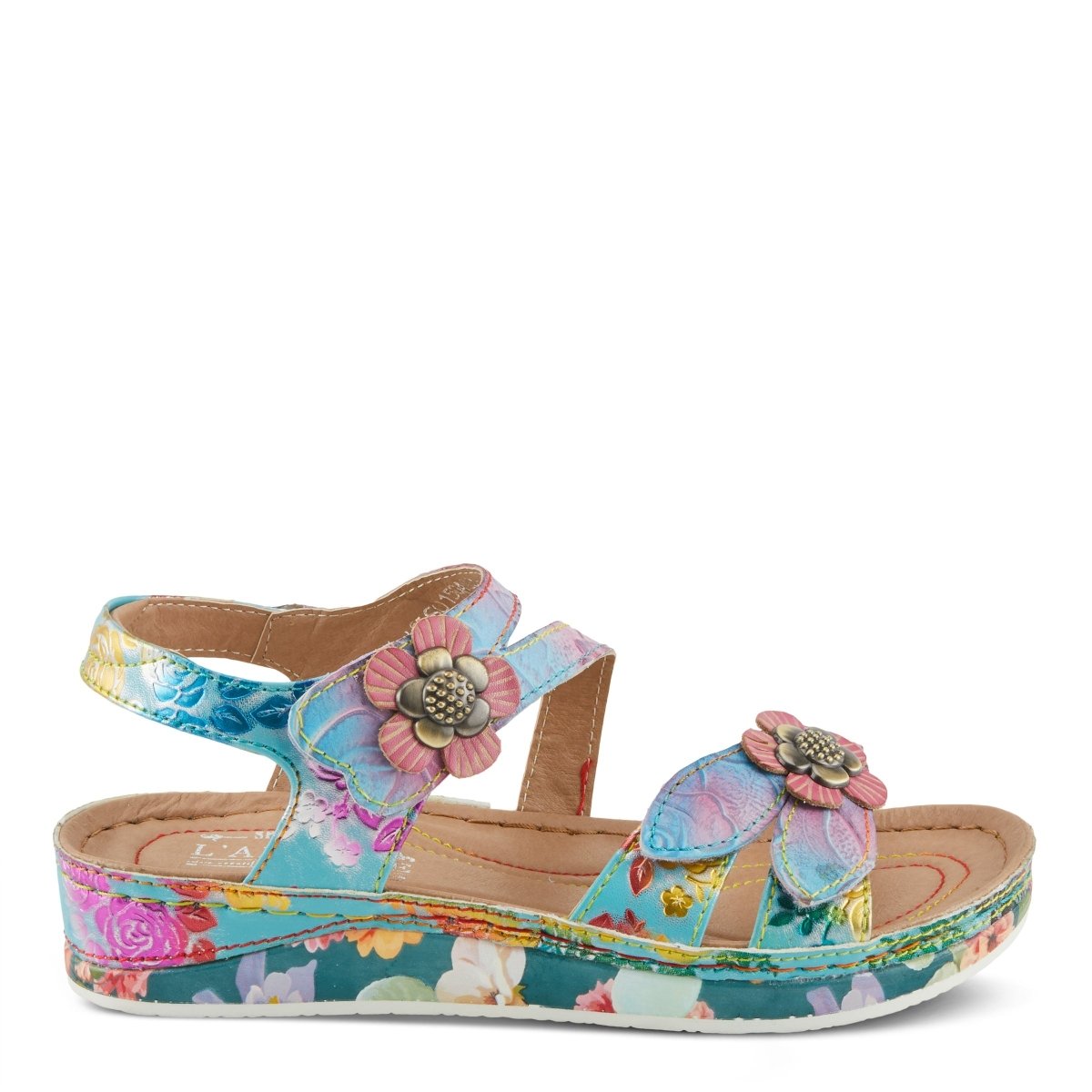 Spring Step ShoeS L'artiste Calista Sandals Women’s Leather Floral Embellishments Strappy Casual Sandals by Spring Step Shoes – Don't Panic Shoes