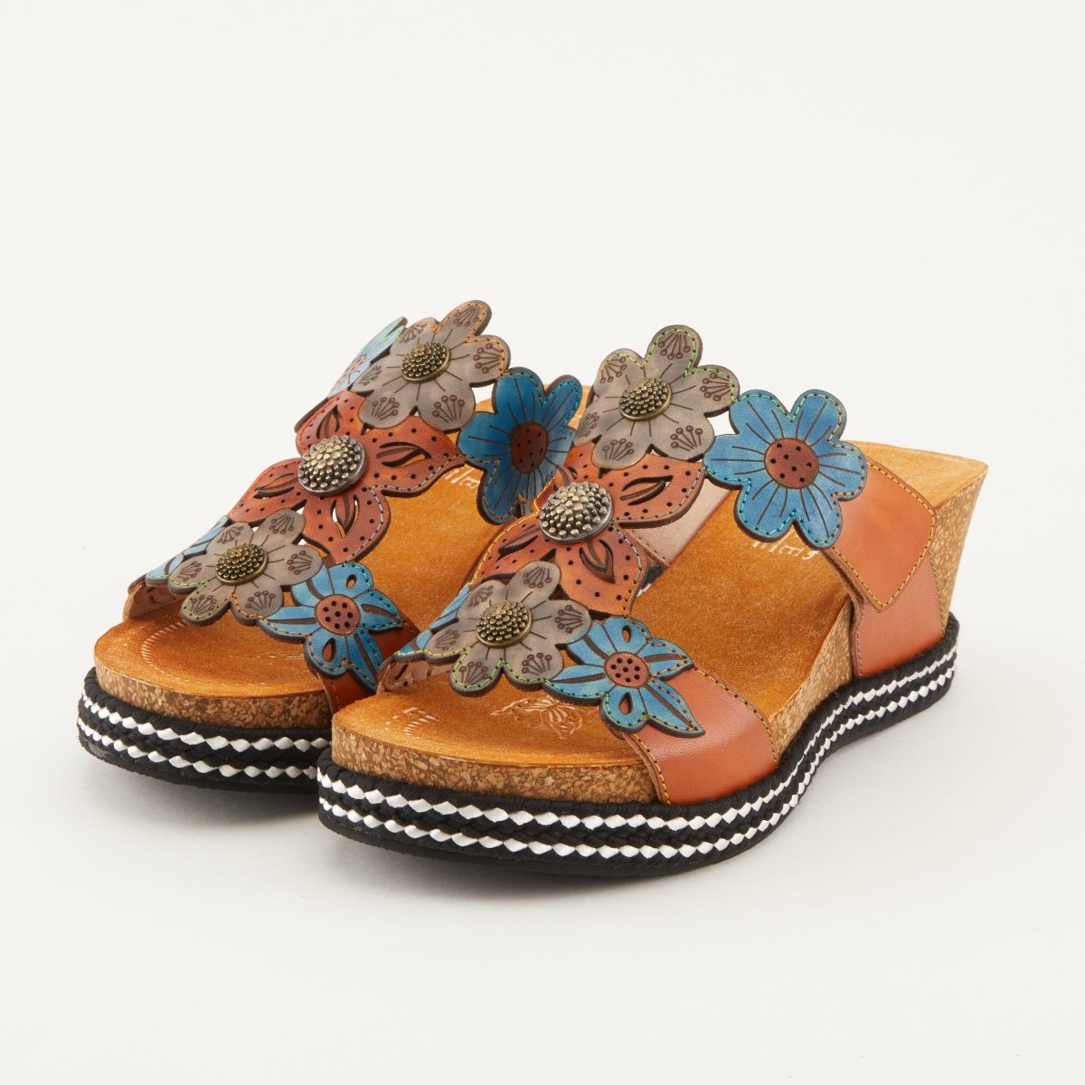 Spring Step ShoeS L'artiste Damour Slide Sandals Women’s Leather Multicolor Slide Sandals by Spring Step Shoes – Don't Panic Shoes