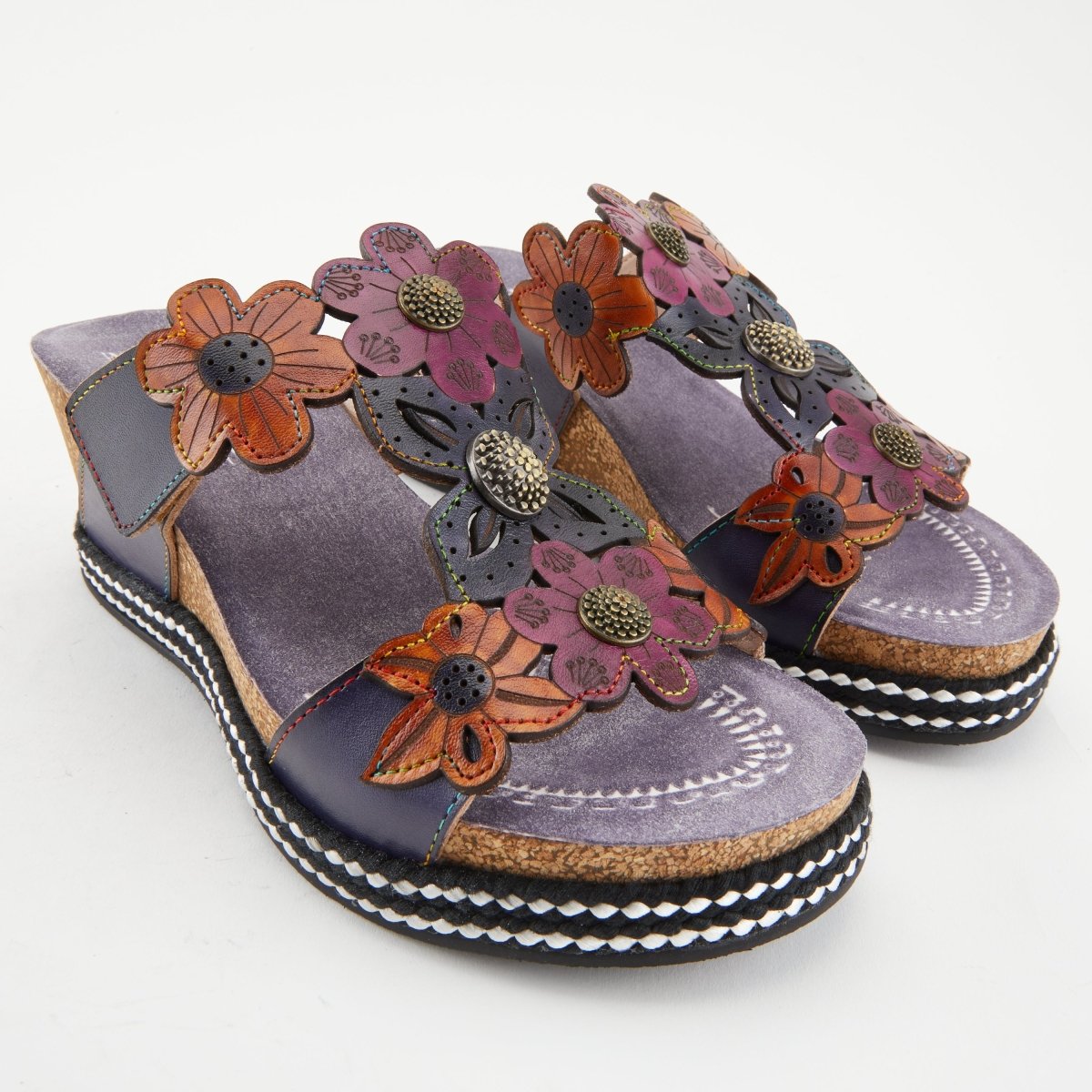 Spring Step ShoeS L'artiste Damour Slide Sandals Women’s Leather Multicolor Slide Sandals by Spring Step Shoes – Don't Panic Shoes