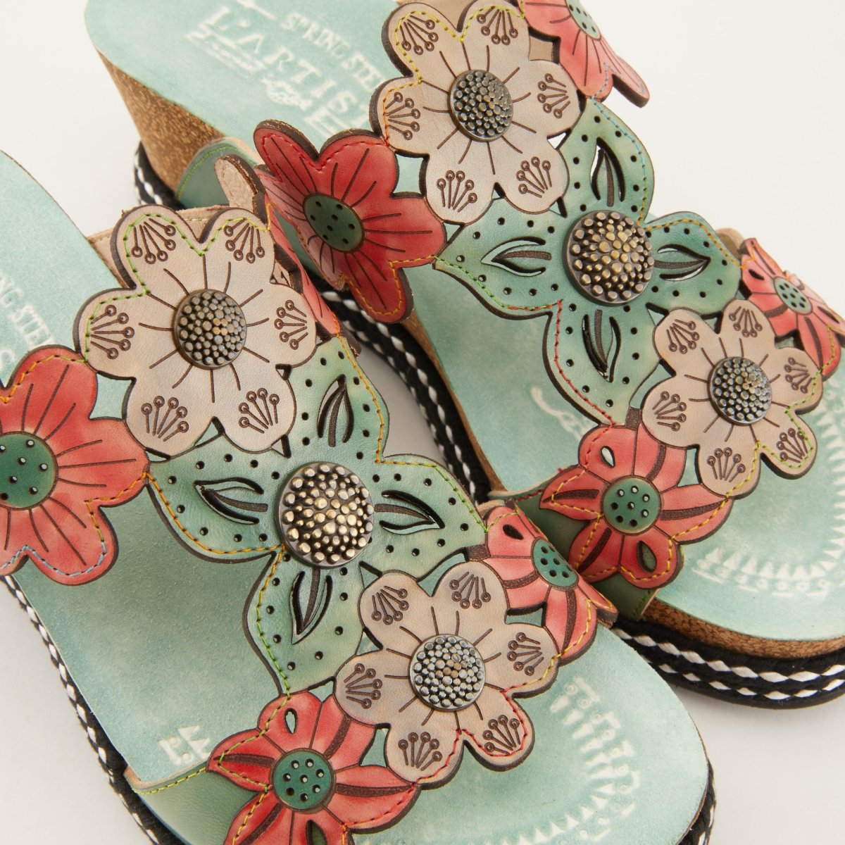 Spring Step ShoeS L'artiste Damour Slide Sandals Women’s Leather Multicolor Slide Sandals by Spring Step Shoes – Don't Panic Shoes