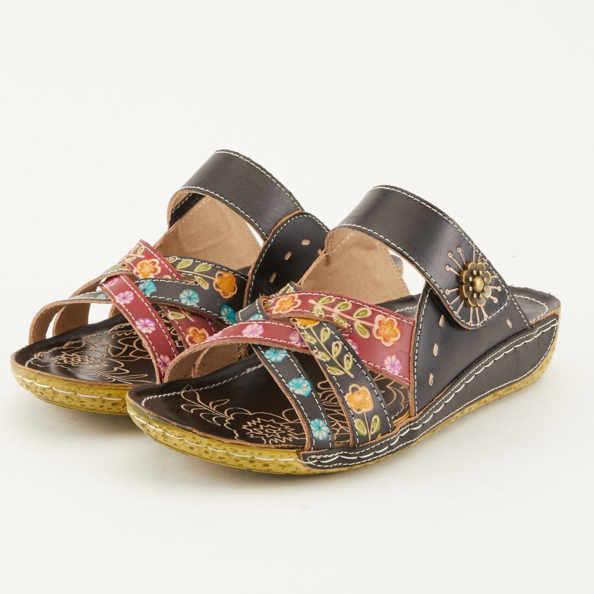 Spring Step ShoeS L'artiste Leigh Slide Sandal Women’s Hand Painted Leather Slide Sandals by Spring Step Shoes – Don't Panic Shoes