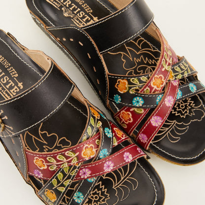 Spring Step ShoeS L'artiste Leigh Slide Sandal Women’s Hand Painted Leather Slide Sandals by Spring Step Shoes – Don't Panic Shoes