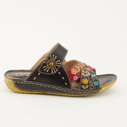 Spring Step ShoeS L'artiste Leigh Slide Sandal Women’s Hand Painted Leather Slide Sandals by Spring Step Shoes – Don't Panic Shoes