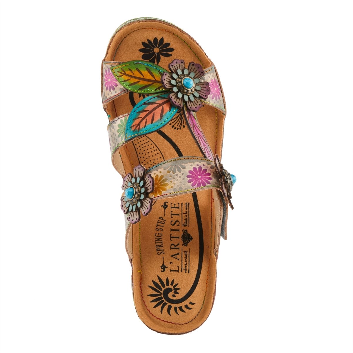 Spring Step Shoes L'artiste Pillow Soft Sandals Women's Hand Painted Leather Slides Casual Sandals by Spring Step Shoes – Don't Panic Shoes