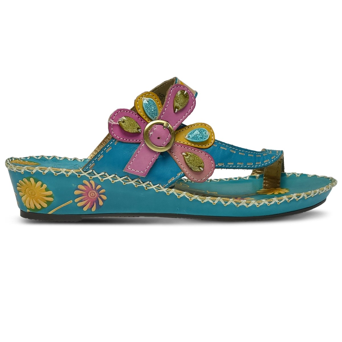 Spring Step ShoeS L'artiste Santorini Slide Sandal Women’s Hand Painted Leather Slide Sandals by Spring Step Shoes – Don't Panic Shoes
