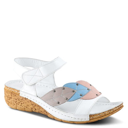 Spring Step Shoes Leaf Women's White Multi Quarter Strap Sandals Shoes by Spring Step Shoes – Don't Panic Shoes