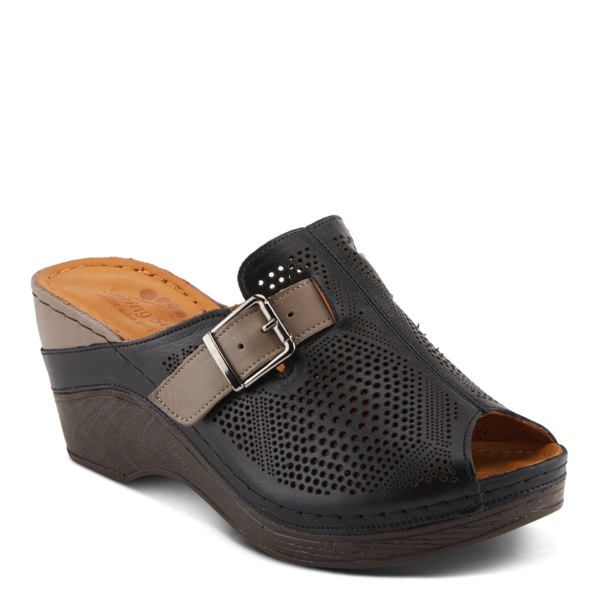 Spring Step ShoeS Momelle Sandals Women’s Perforated Leather 3" Heel Wedges Casual Sandals by Spring Step Shoes – Don't Panic Shoes