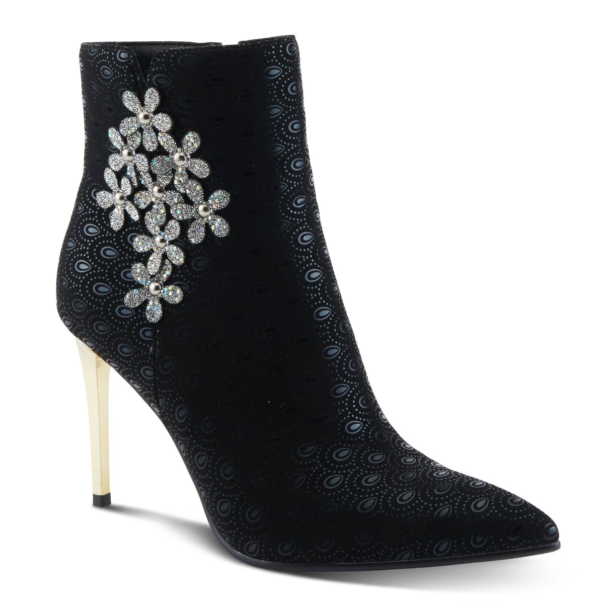 Spring Step Shoes Sping Step Shoes Azura Luminous Women's Black Suede Peacock Inspired Booties Dress Boots by Spring Step Shoes – Don't Panic Shoes