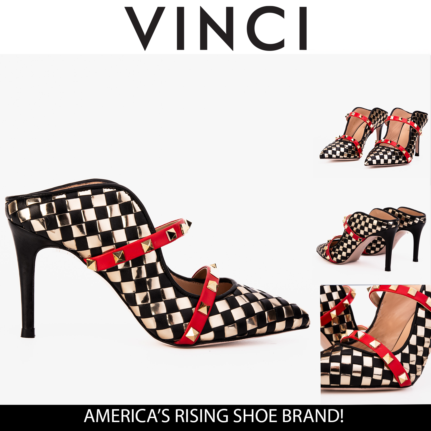 The Dosso Black Handwoven Leather Pointy Toe Women Sandal