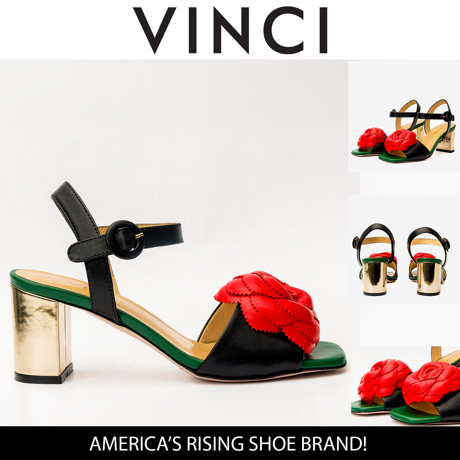 The Salerno Black Leather Women Sandal