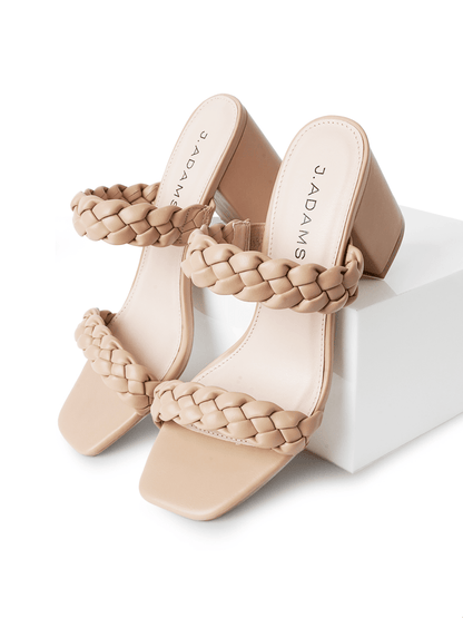 Stormi | Beige - Braid Heels by J.Adams – Don't Panic Shoes