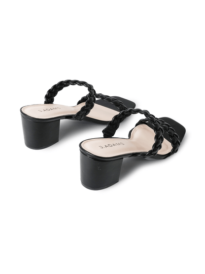 Stormi | Black - Braid Heels by J.Adams – Don't Panic Shoes