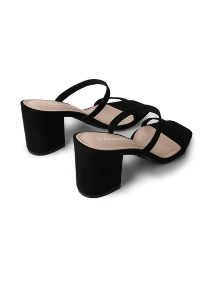 Stormi | Black Suede Heels by J.Adams – Don't Panic Shoes