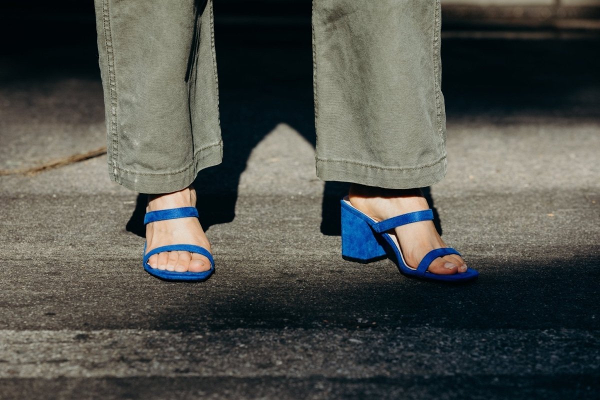 Stormi | Blue Suede Heels by J.Adams – Don't Panic Shoes