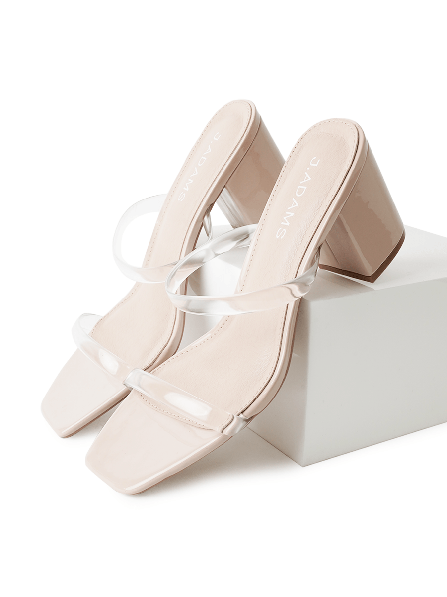 Stormi | Clear/Beige Patent Heels by J.Adams – Don't Panic Shoes