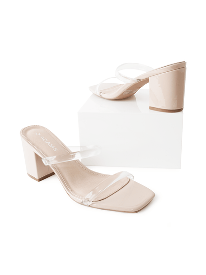 Stormi | Clear/Beige Patent Heels by J.Adams – Don't Panic Shoes