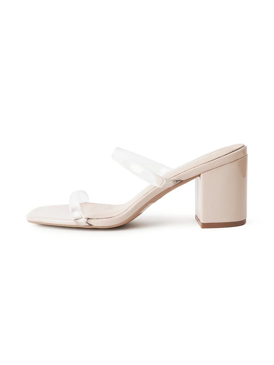Stormi | Clear/Beige Patent Heels by J.Adams – Don't Panic Shoes