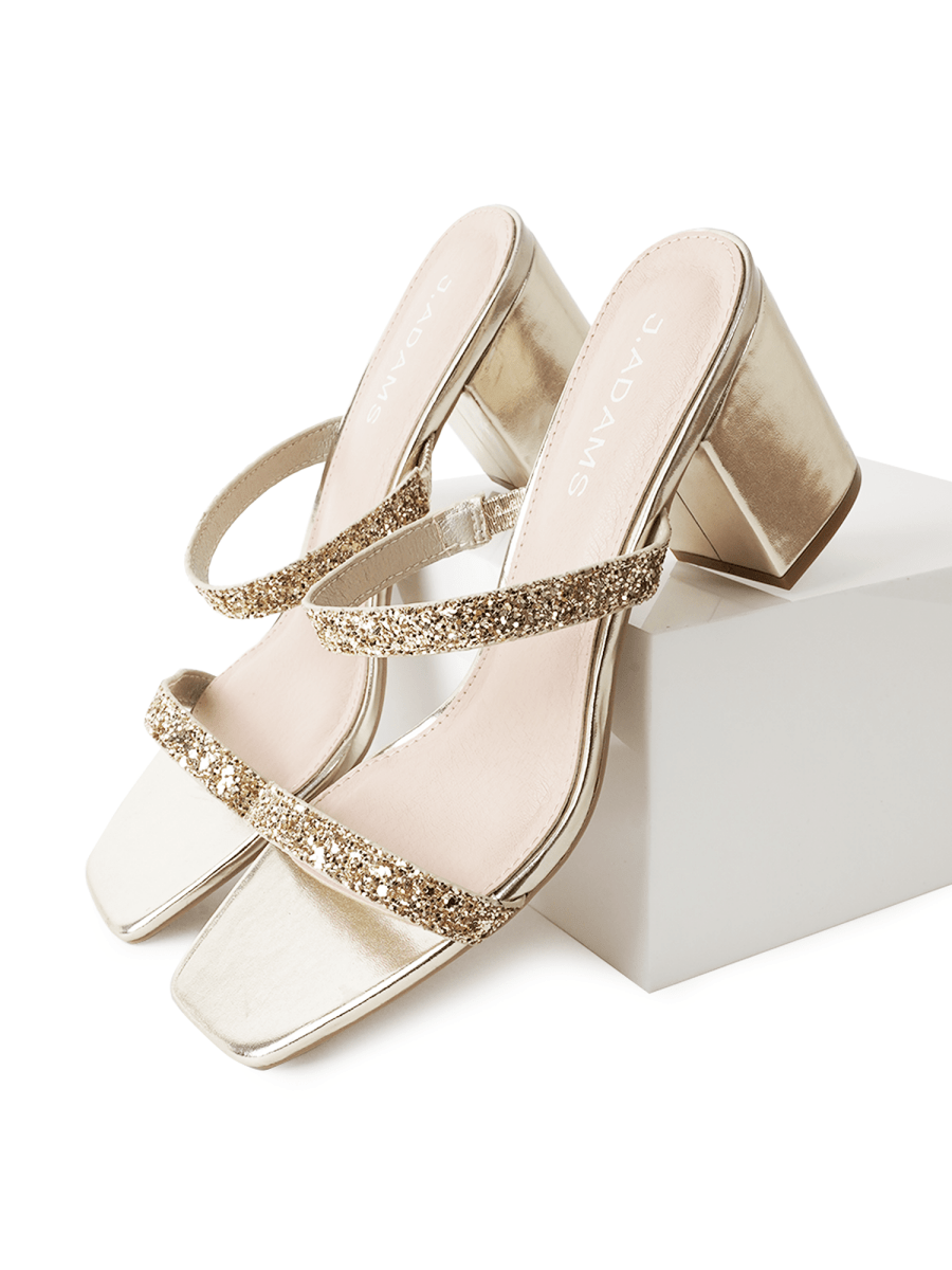 Stormi | Gold Glitter Heels by J.Adams – Don't Panic Shoes