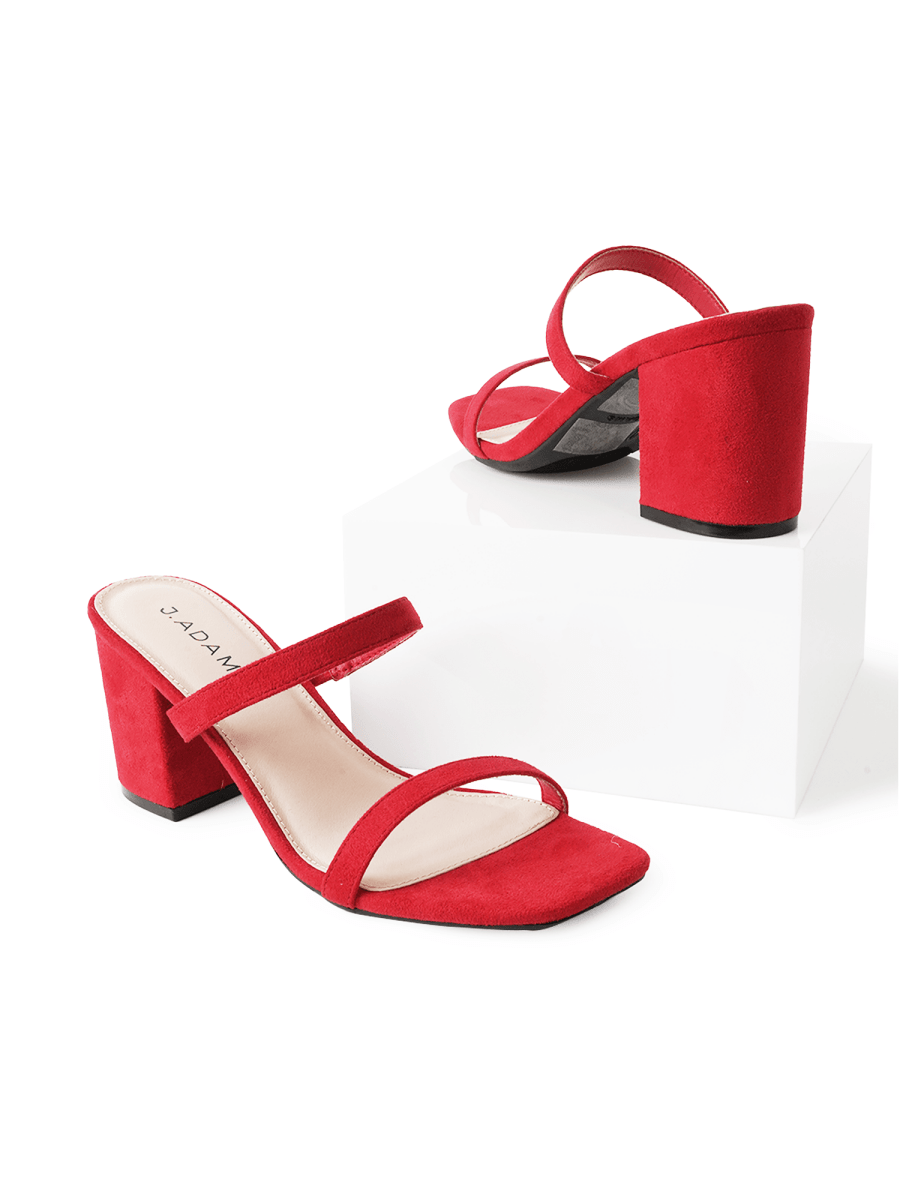 Stormi | Red Suede Heels by J.Adams – Don't Panic Shoes