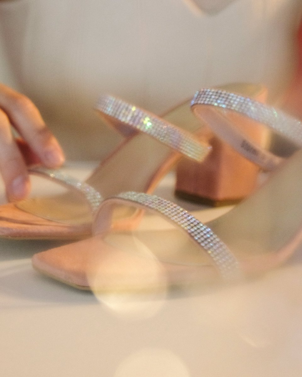 Stormi | Rhinestone/Pink Suede Heels by J.Adams – Don't Panic Shoes