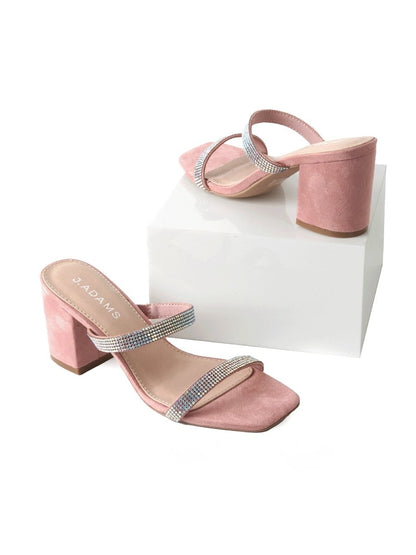 Stormi | Rhinestone/Pink Suede Heels by J.Adams – Don't Panic Shoes
