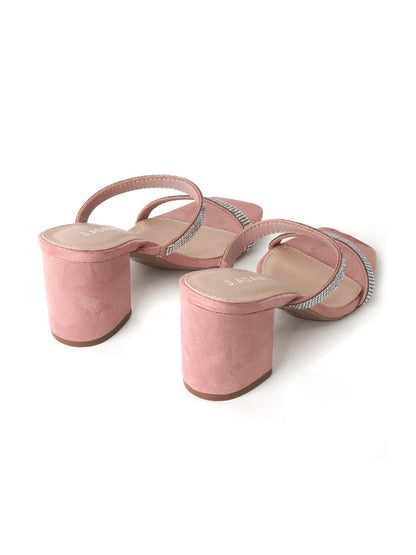 Stormi | Rhinestone/Pink Suede Heels by J.Adams – Don't Panic Shoes