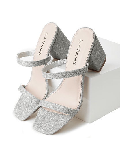 Stormi | Silver Fine Glitter Heels by J.Adams – Don't Panic Shoes