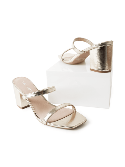 Stormi | White Gold Heels by J.Adams – Don't Panic Shoes