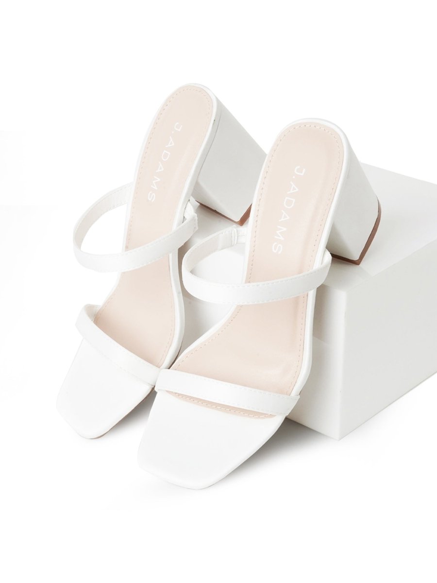 Stormi | White Satin Heels by J.Adams – Don't Panic Shoes