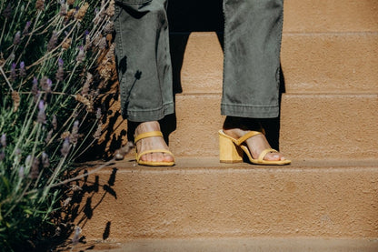 Stormi | Yellow Suede Heels by J.Adams – Don't Panic Shoes