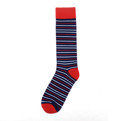 Striped Navy Red And White Crew Socks Patriotic American Style Cotton Blend Comfortable Fit Socks by No Cold Feet – Don't Panic Shoes
