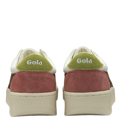 Gola Women's Grandslam Trident Trainer - White/Dark Brown/Moss