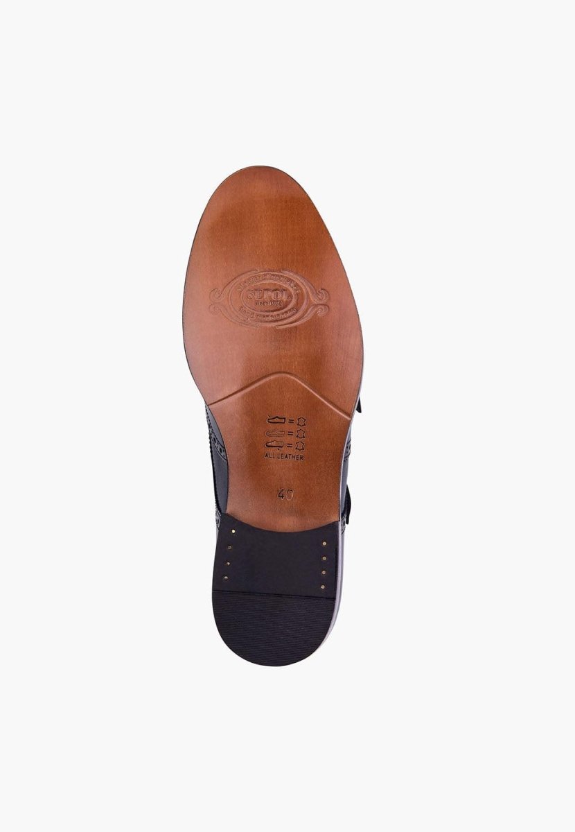 Stunner Double Monk Navy Leather Wingtip Handcrafted Men Shoes by Sepol Shoes – Don't Panic Shoes