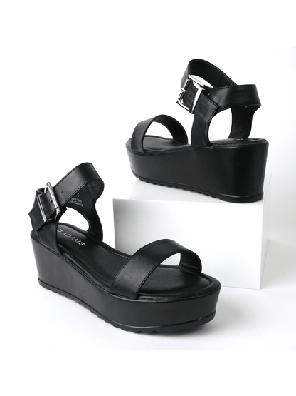 Surf | Black Sandals by J.Adams – Don't Panic Shoes