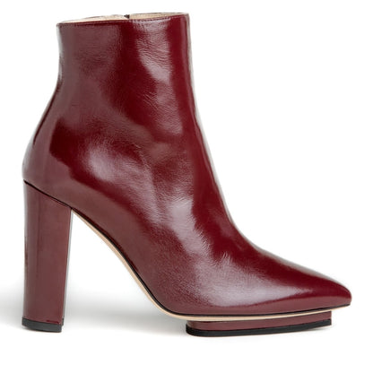 Tessa Ankle Bootie Patent Leather Black 100mm Heel Platform Boots by Beautiisoles – Don't Panic Shoes