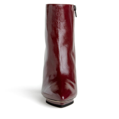 Tessa Ankle Bootie Patent Leather Black 100mm Heel Platform Boots by Beautiisoles – Don't Panic Shoes