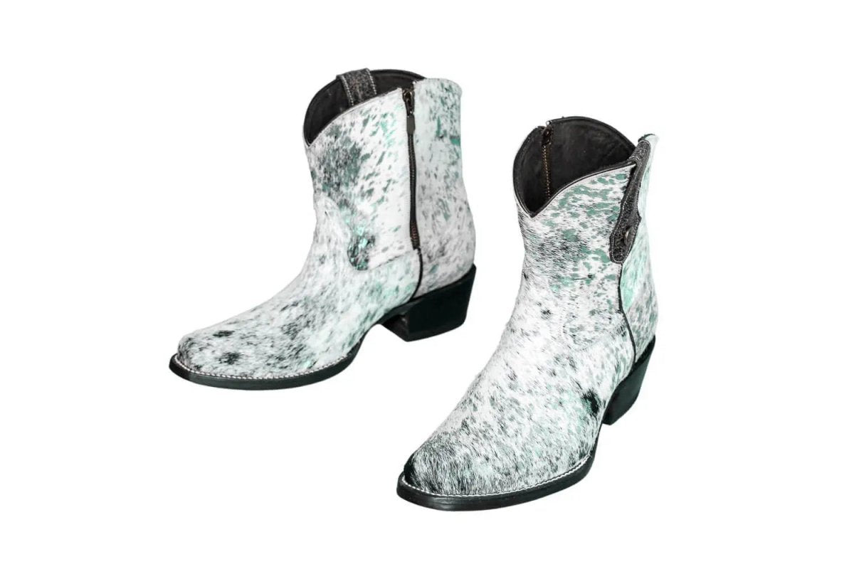 The Loretta Cowhide Boots - Turquoise Metallic Limited Edition by Stiefeld Boots – Don't Panic Shoes