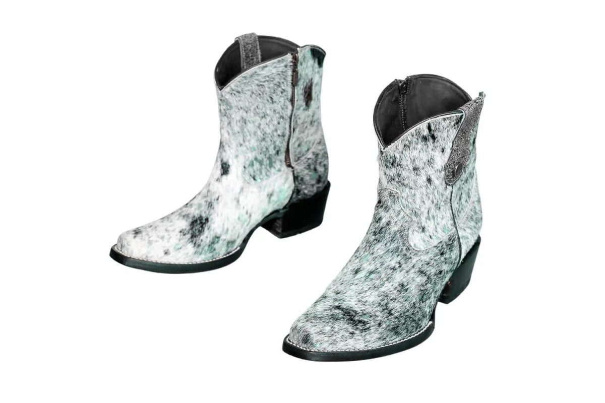 The Loretta Cowhide Boots - Turquoise Metallic Limited Edition by Stiefeld Boots – Don't Panic Shoes