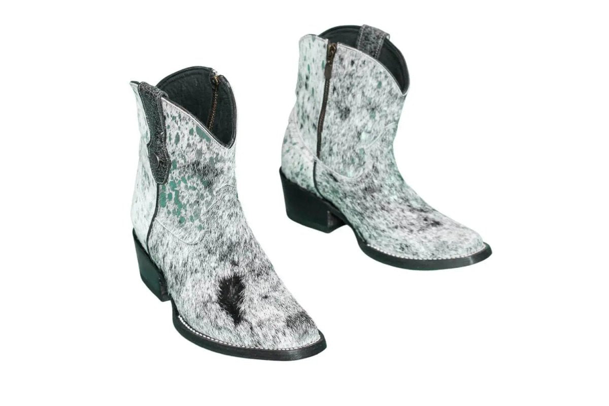 The Loretta Cowhide Boots - Turquoise Metallic Limited Edition by Stiefeld Boots – Don't Panic Shoes