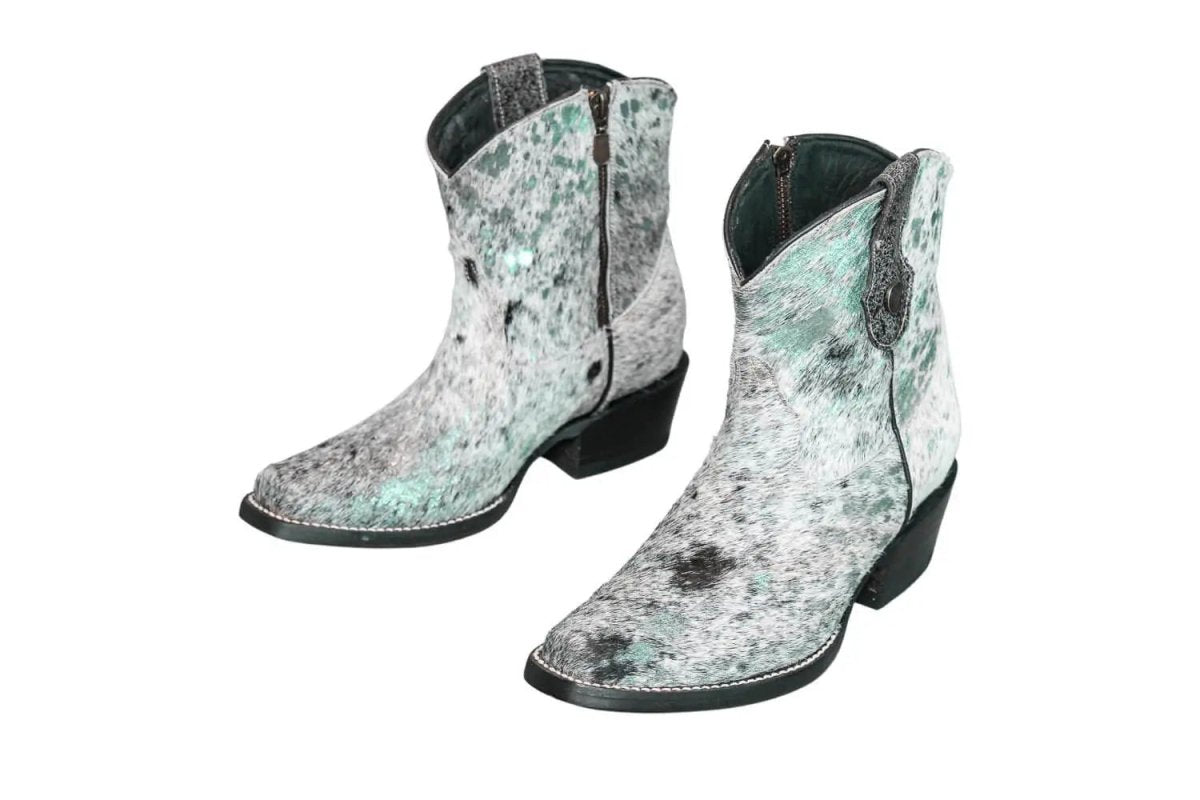 The Loretta Cowhide Boots - Turquoise Metallic Limited Edition by Stiefeld Boots – Don't Panic Shoes