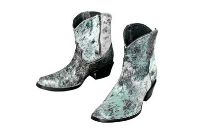 The Loretta Cowhide Boots - Turquoise Metallic Limited Edition by Stiefeld Boots – Don't Panic Shoes