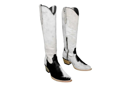 The Lorraine Knee - High Cowhide Boots – Hair - On Hide – Size 10 Us by Stiefeld Boots – Don't Panic Shoes