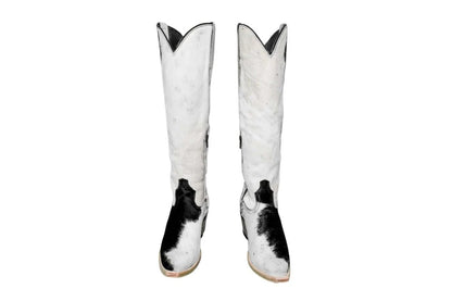 The Lorraine Knee - High Cowhide Boots – Hair - On Hide – Size 10 Us by Stiefeld Boots – Don't Panic Shoes