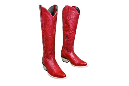 The Lorraine Knee - High Leather Boots – Red Full Grain by Stiefeld Boots – Don't Panic Shoes