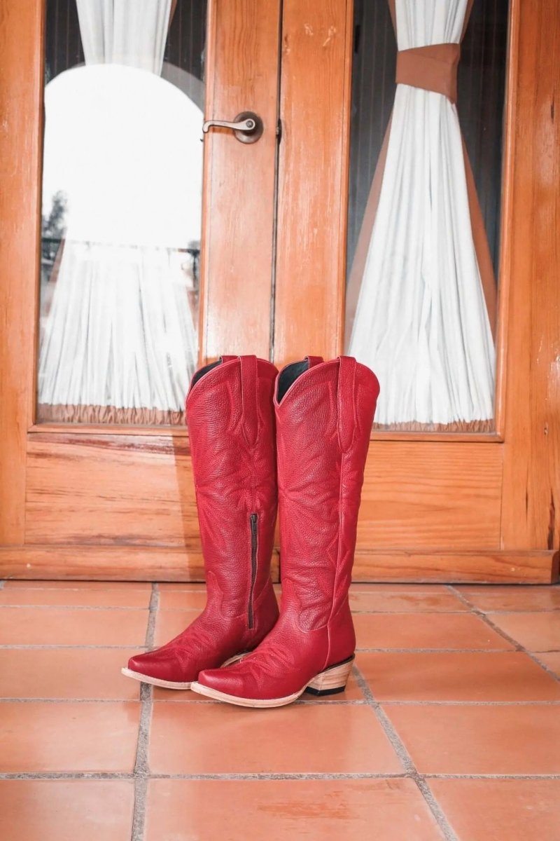 The Lorraine Knee - High Leather Boots – Red Full Grain by Stiefeld Boots – Don't Panic Shoes