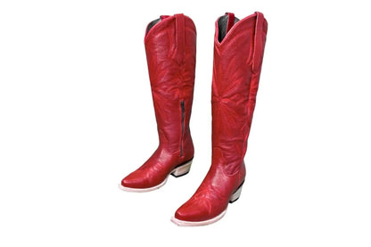 The Lorraine Knee - High Leather Boots – Red Full Grain by Stiefeld Boots – Don't Panic Shoes