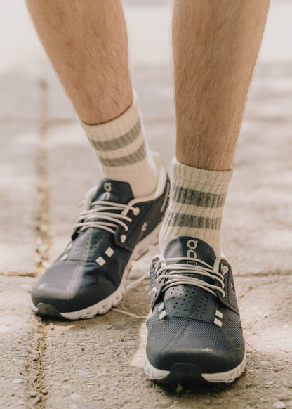 The Mono Stripe Quarter Crew Socks by American Trench – Don't Panic Shoes