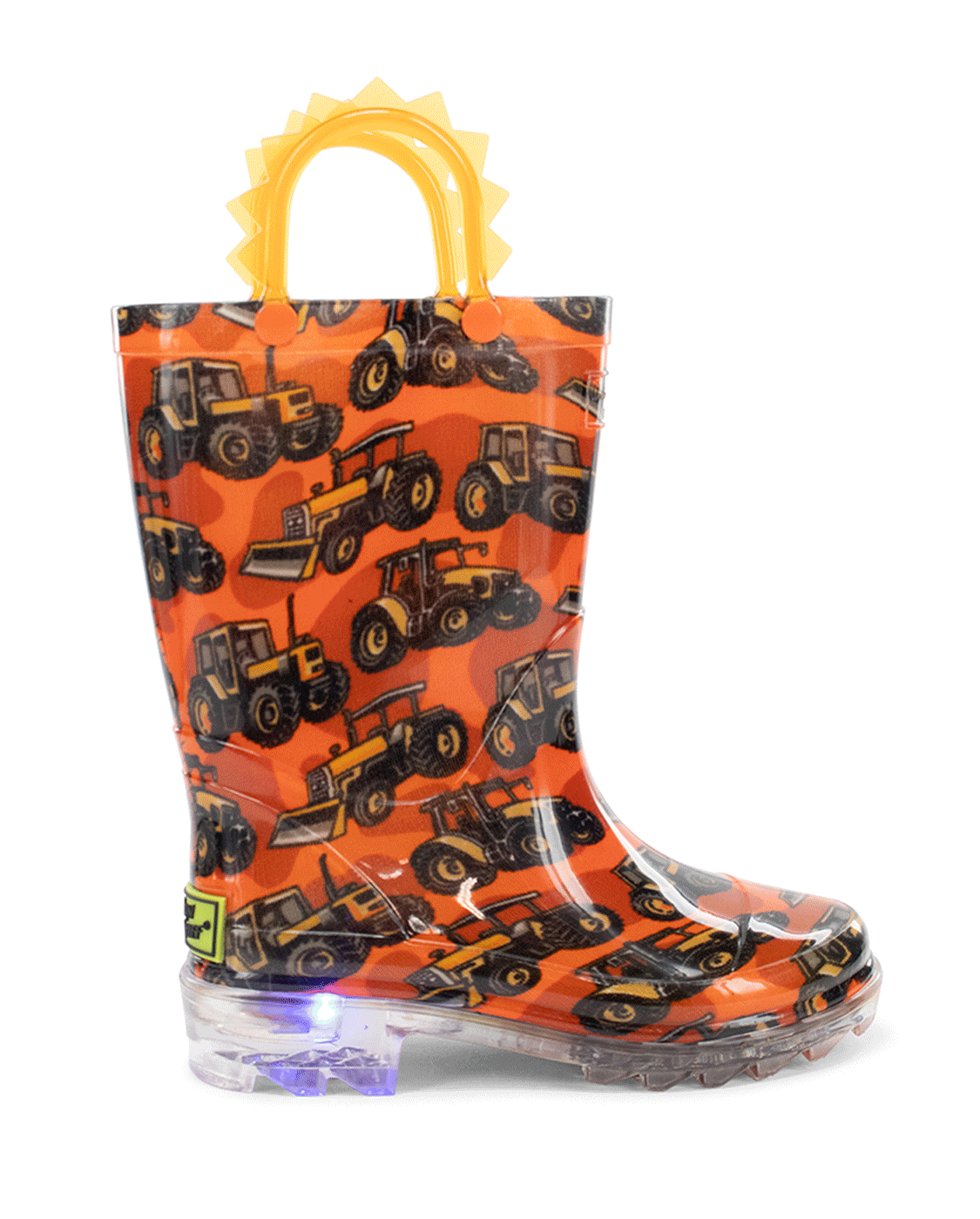 Kids Tractors Lighted Rain Boot - Orange