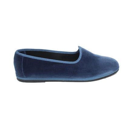 Tradizionale Avio Scuro Friulane Womens Cotton Velvet Navy Slip On by Mar Soreli – Don't Panic Shoes