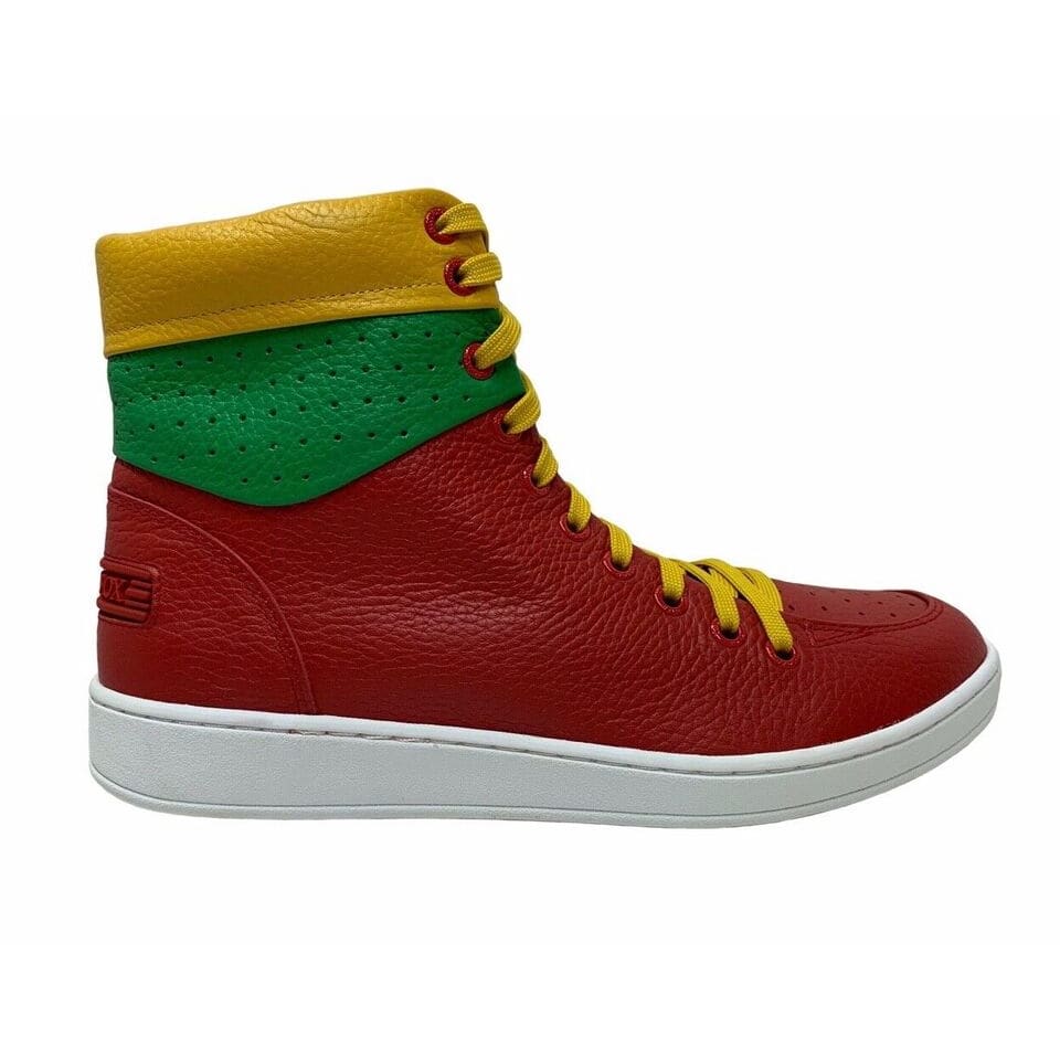 Travel Fox 900 Men's Red Yellow And Green Leather High Top Sneakers 916101 33 Shoes by Travel Fox – Don't Panic Shoes